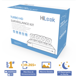 KIT TurboHD 1080p / DVR 4 canales / 4 Cámaras Bala de Metal / H.265+ / 1 Fuente de Poder Profesional / Accesorios de Instalación