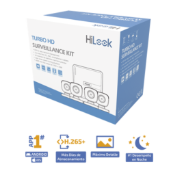 KIT TurboHD 720p / DVR 4 canales / 4 Cámaras Bala de Policarbonato / 4 Cables 18 Mts / 1 Fuente de Poder Profesional
