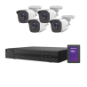 KIT TurboHD 1080p + SSD de 500 GB / DVR 4 canales / 4 Cámaras Bala de Metal / Fuente de Poder / Accesorios de Instalación