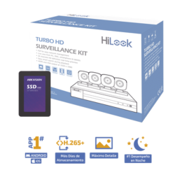 KIT TurboHD 1080p + SSD de 500 GB / DVR 4 canales / 4 Cámaras Bala de Metal / Fuente de Poder / Accesorios de Instalación