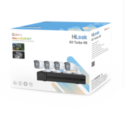 Kit TurboHD 1080p / DVR 4 Canales / 4 Cámaras Bala ColorVu con Micrófono Integrado / Fuente de Poder / Accesorios de Instalación