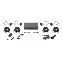 KIT TURBOHD 5 Megapixel / DVR 4 Canales/4 Cámaras Bala con Micrófono Integ./Fuente de Poder/Accesorios de Instalación