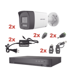 Kit Audio Bidirec TurboHD 1080p/DVR 4 Canales/2 Cámaras Bala (Exterior) con Bocina y Microfóno Integ/2 Fuentes de Poder/Acces.