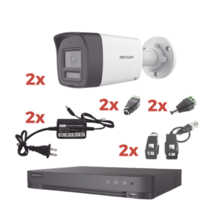 Kit Audio Bidirec TurboHD 1080p/DVR 4 Canales/2 Cámaras Bala (Exterior) con Bocina y Microfóno Integ/2 Fuentes de Poder/Acces.