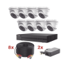 Kit TurboHD / DVR 8 Canales 1080p Lite / 8 Cámaras turret 1080p metalicas / 8 cables de 20 metros / 2 fuentes de 4 canales