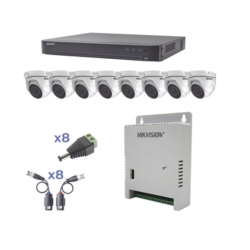 KIT TurboHD 1080p/DVR 8 Canales/8 Cámaras Eyeball (exterior 2.8 mm)/Transcept/Conect/Fuente de Poder Profesional hasta 15 Vcc