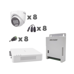 KIT TurboHD 1080p/DVR 8 Canales con audio/8 Cámaras Micrófono Integrado 106° /Transcept/Conect/Fuente de Poder Profesional