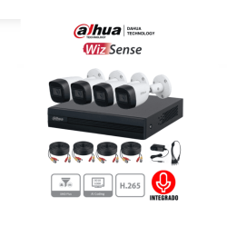 Kit de DVR Cooper-I WizSense , 4 cámaras metálicas y micrófono, 4 canales más 1IP  y accesorios incluidos