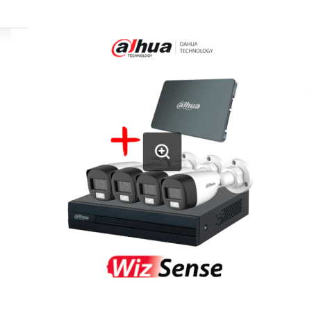 Kit DVR 4 Canales y SSD de 512GB/ 4 Camaras de 2 MP y Microfono/ DVR Cooper-I WizSense/ Con IA/ 4 Ch+1 IP/ Accesorios Incluidos