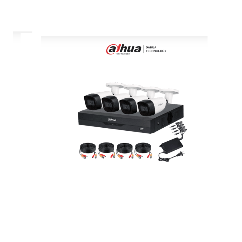 Kit de vigilancia de 4 canales 5 MP con audio y DVR WizSense con reconocimiento facial.